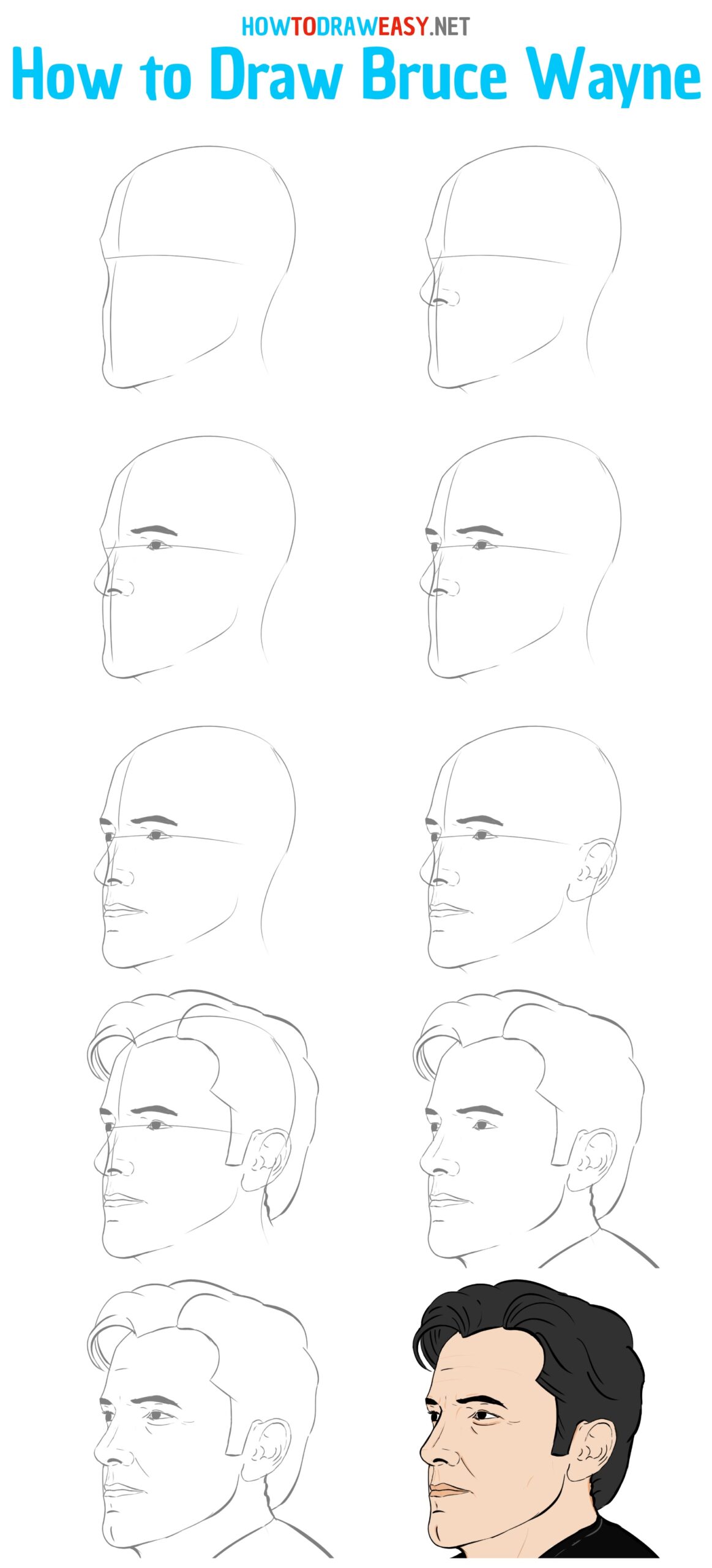 How to Draw Bruce Wayne Step by Step