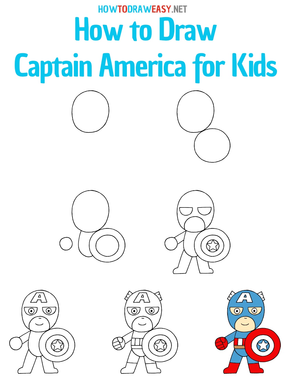 How to Draw Captain America for Kids Step by Step