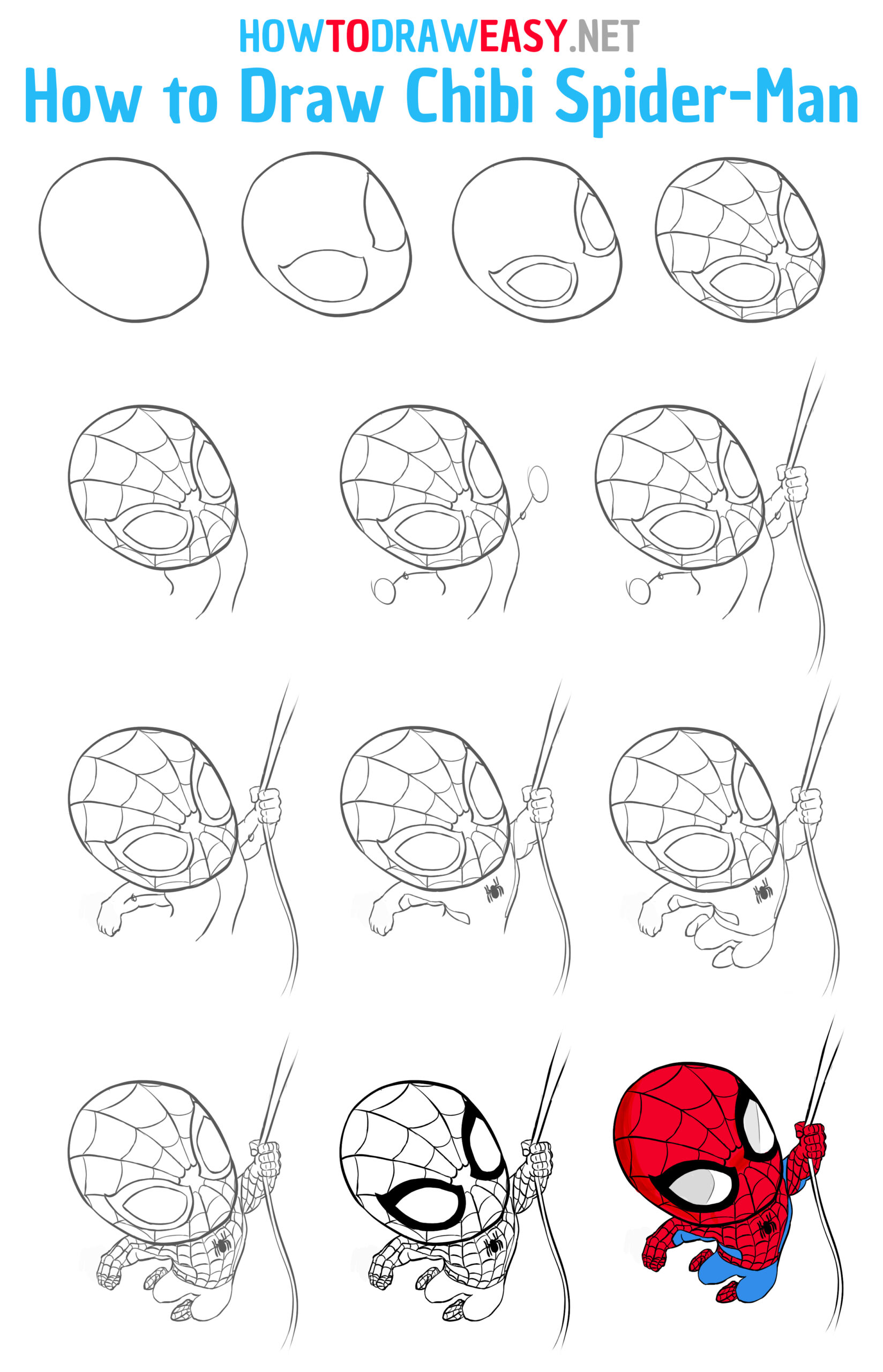 How to Draw Chibi Spider-Man Step by Step