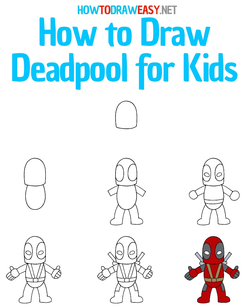 How to Draw Deadpool for Kids Step by Step