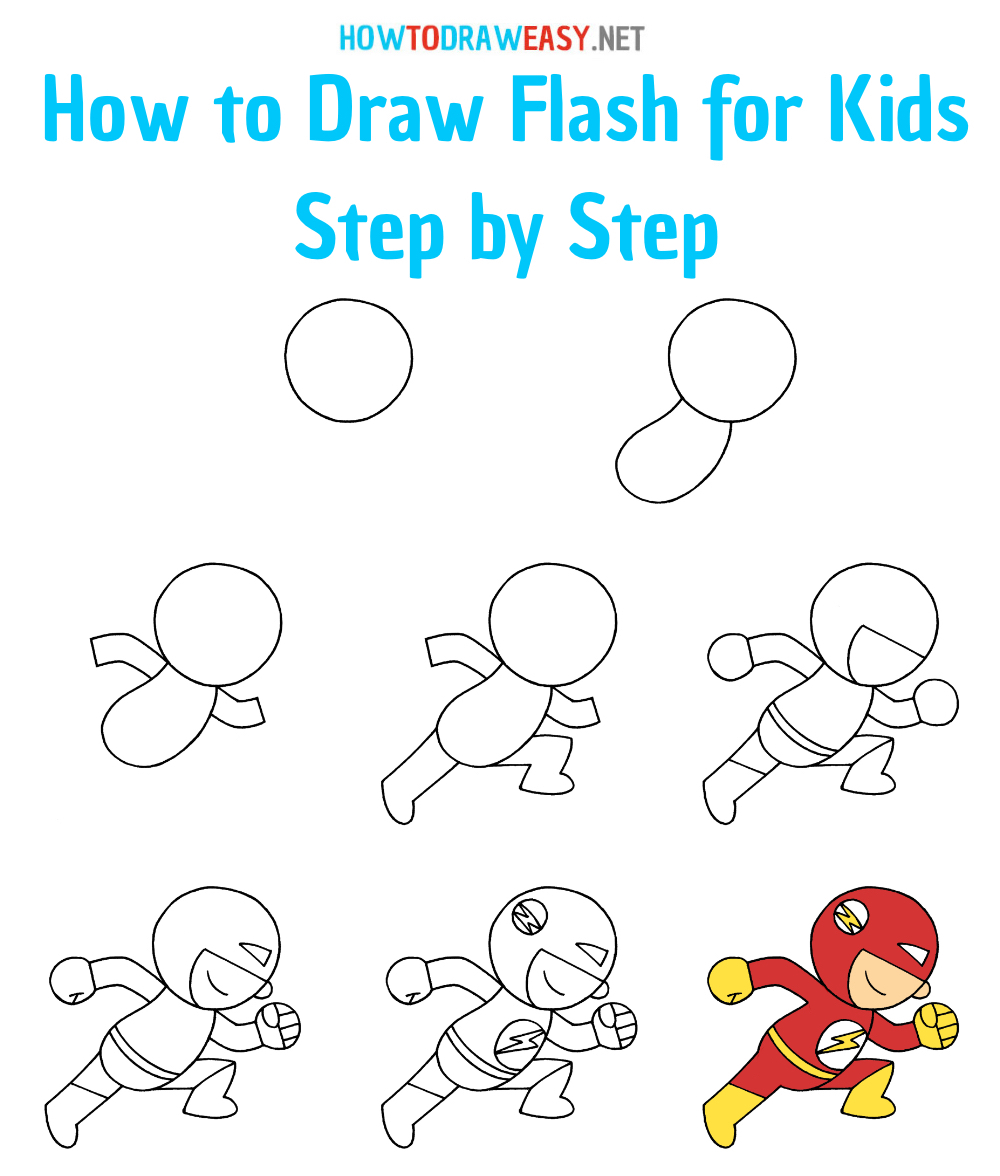 How to Draw Flash for Kids Step by Step