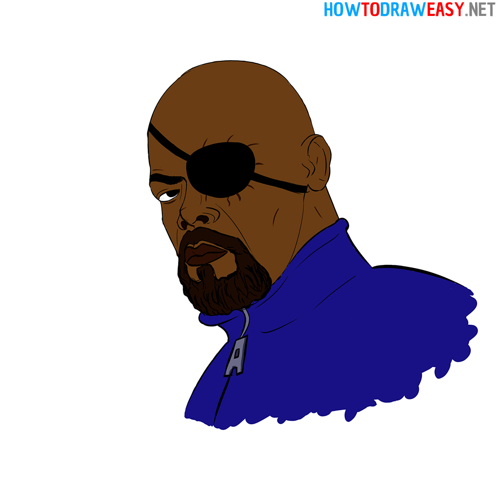 How to Draw Nick Fury's Face