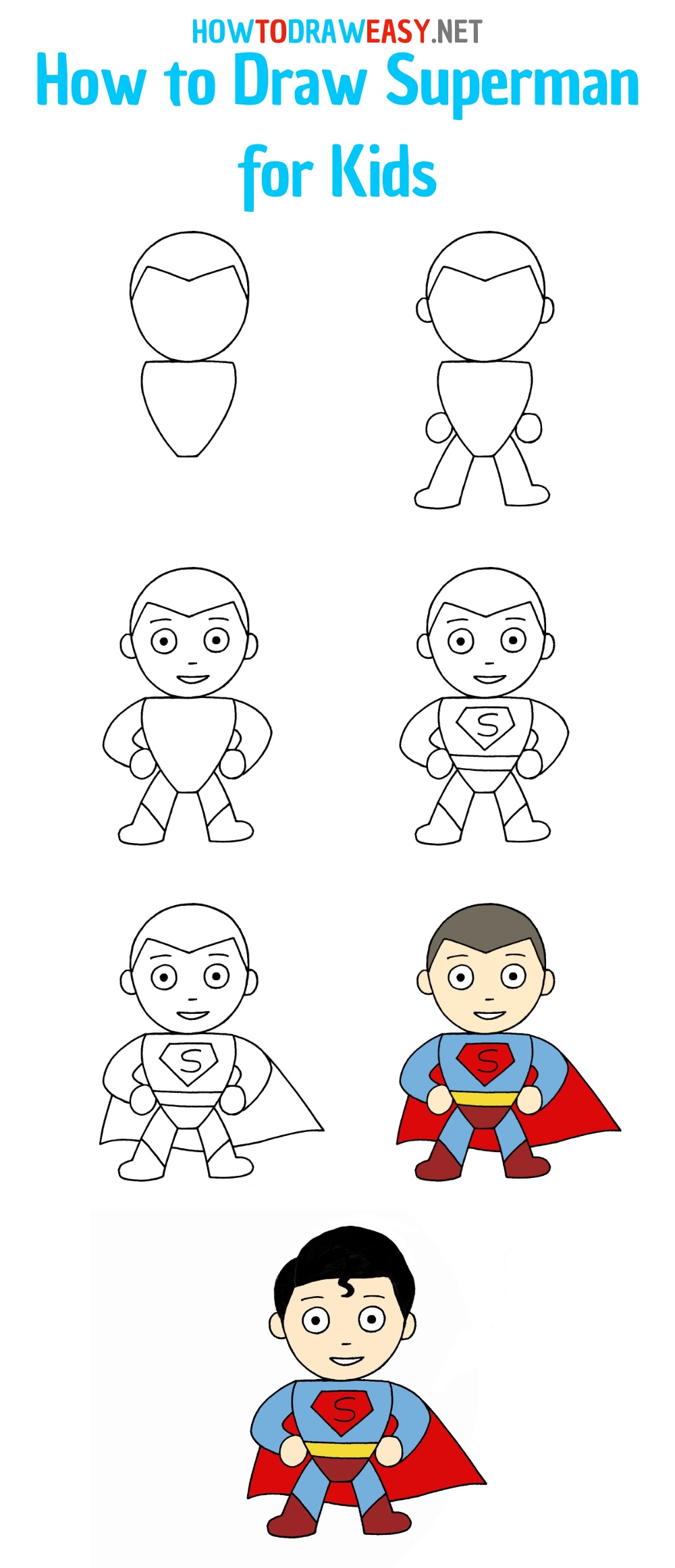 How to Draw Superman for Kids Step by Step