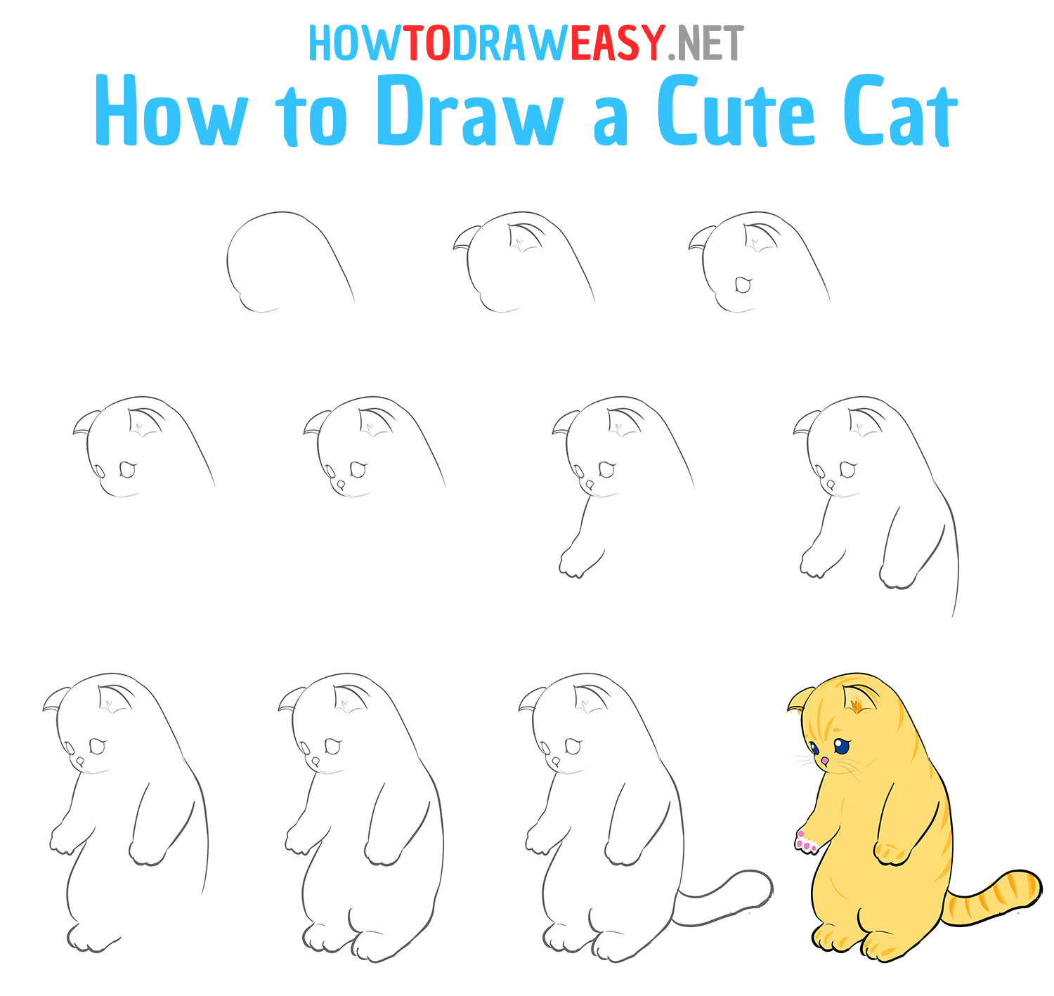 How to Draw a Cute Cat Step by Step