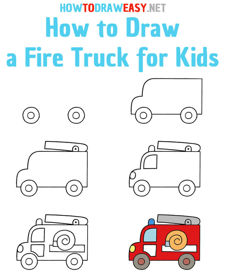 How to Draw a Fire Truck for Kids - How to Draw Easy