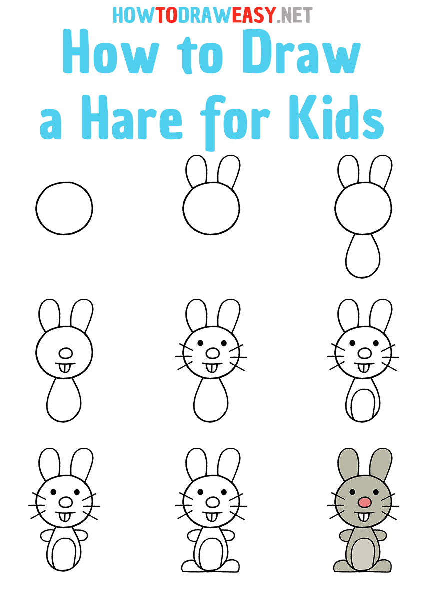 How to Draw a Hare step by step for Kids