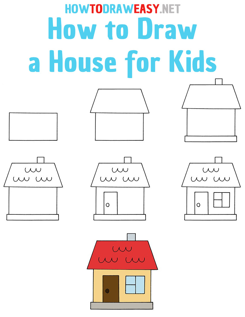 Easy House Drawing For Kids Step By Step - img-o