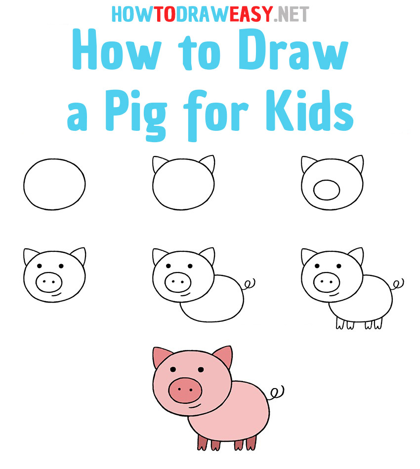 How to Draw a Pig for Kids Step by Step