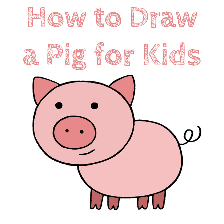 Easy Farm Animal Pig Drawing Learn To Draw Farm Animals