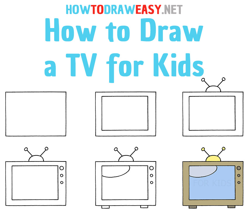 How to Draw a TV step by step for Kids