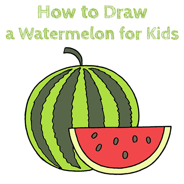 How To Draw A Watermelon For Kids Watermelon Drawing Fruits Drawing