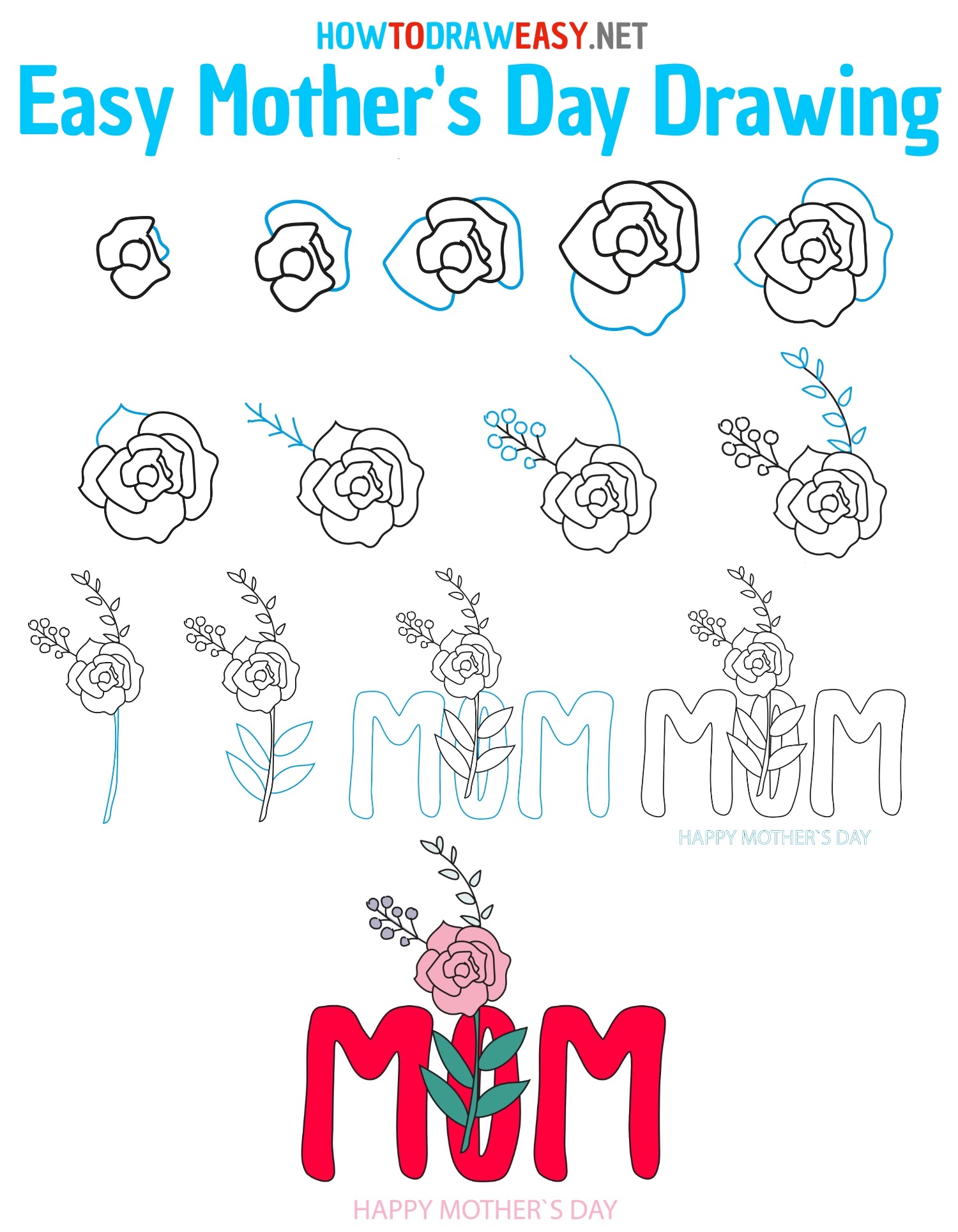 Mother’s Day Step by Step Drawing Idea