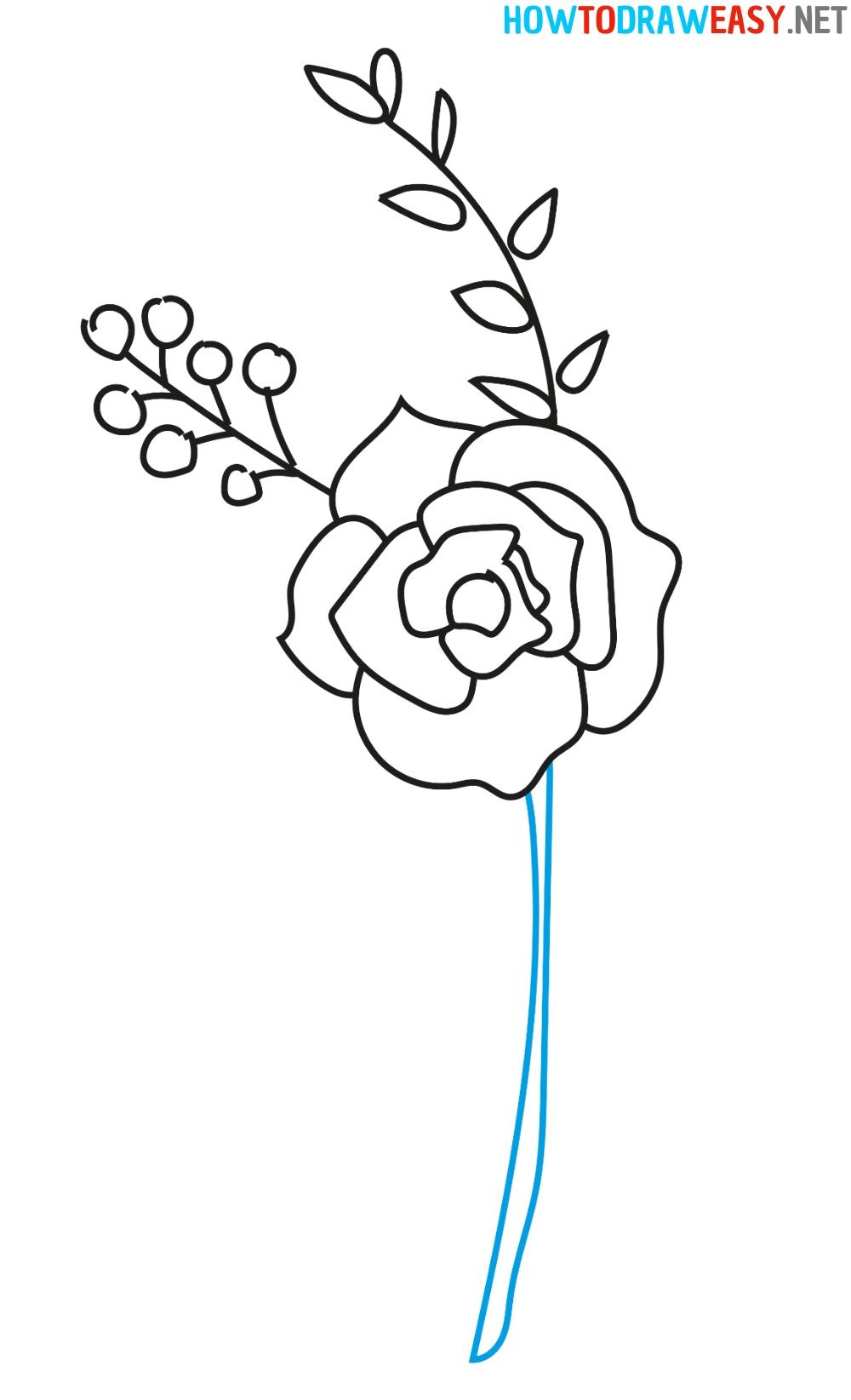 Rose Flower Drawing Simple