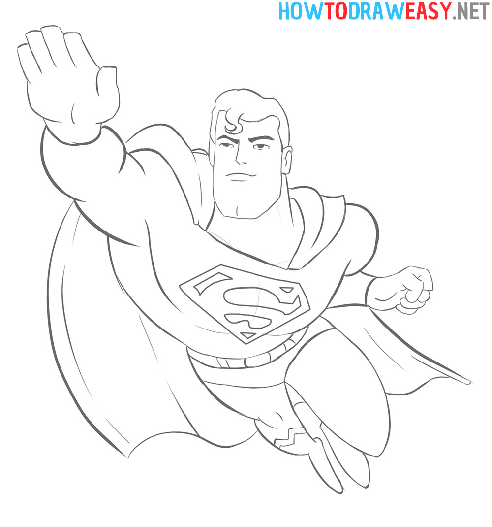 Cartoon Superman Easy Drawing