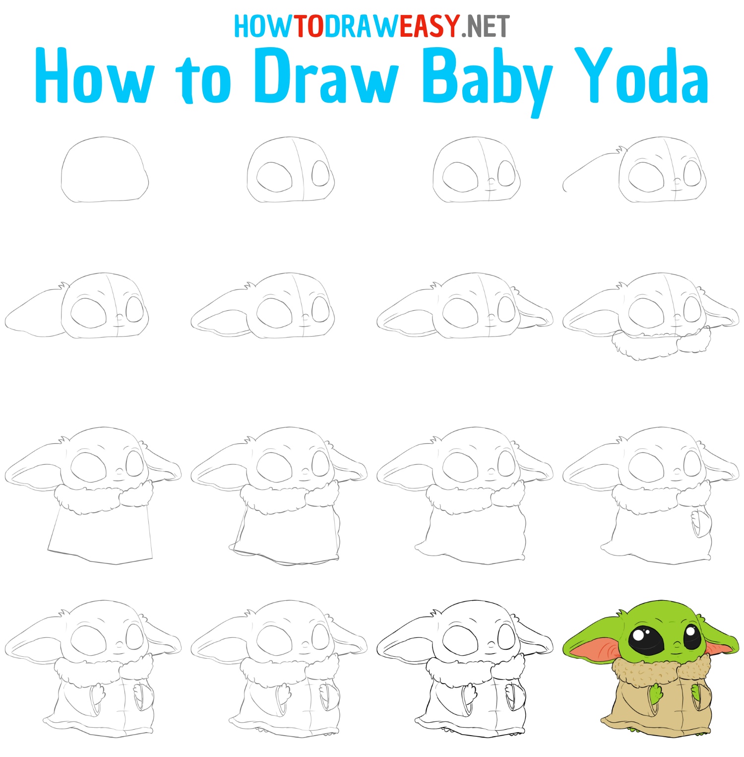 How to Draw Baby Yoda Step by Step