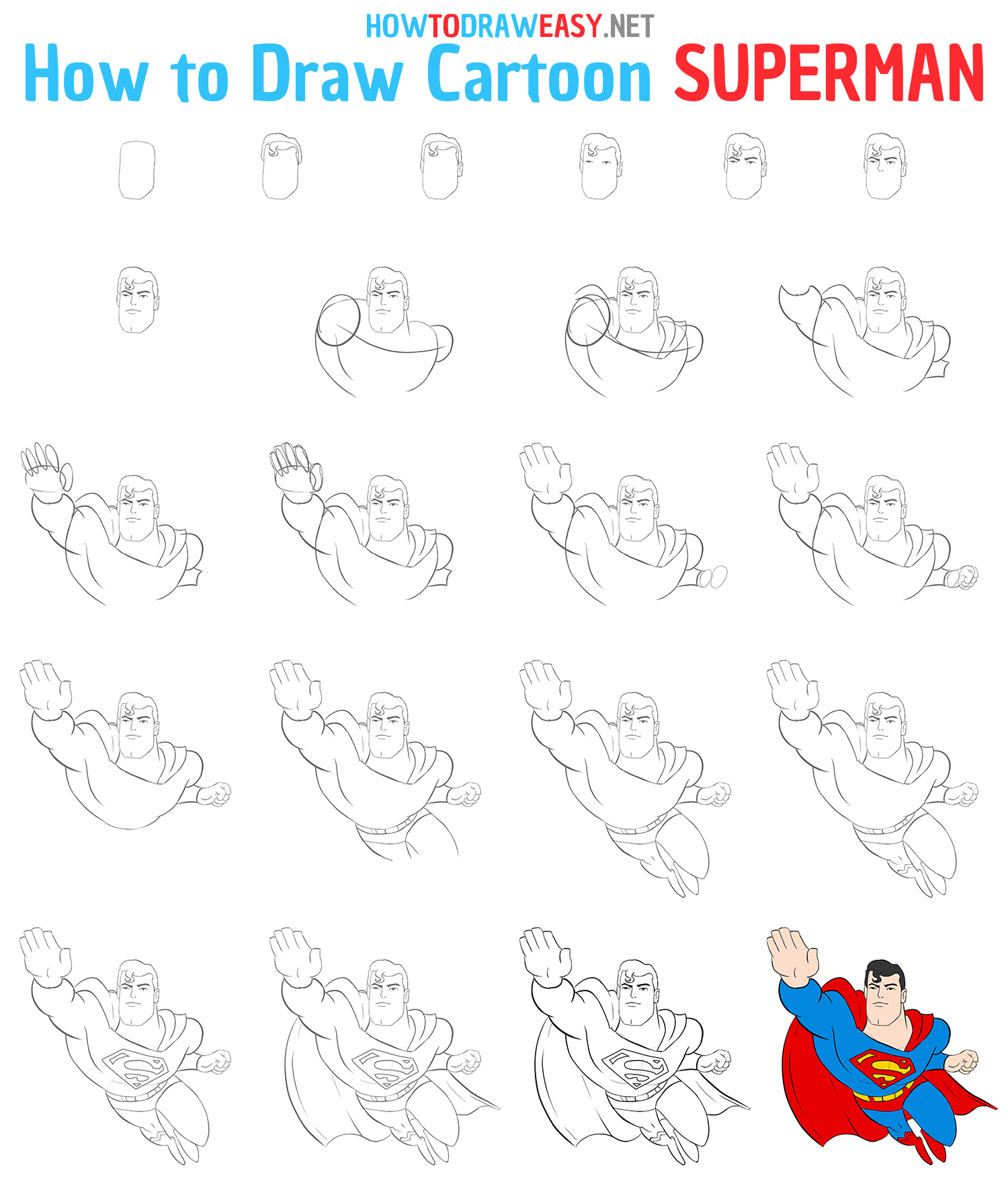 How to Draw Cartoon Superman Step by Step