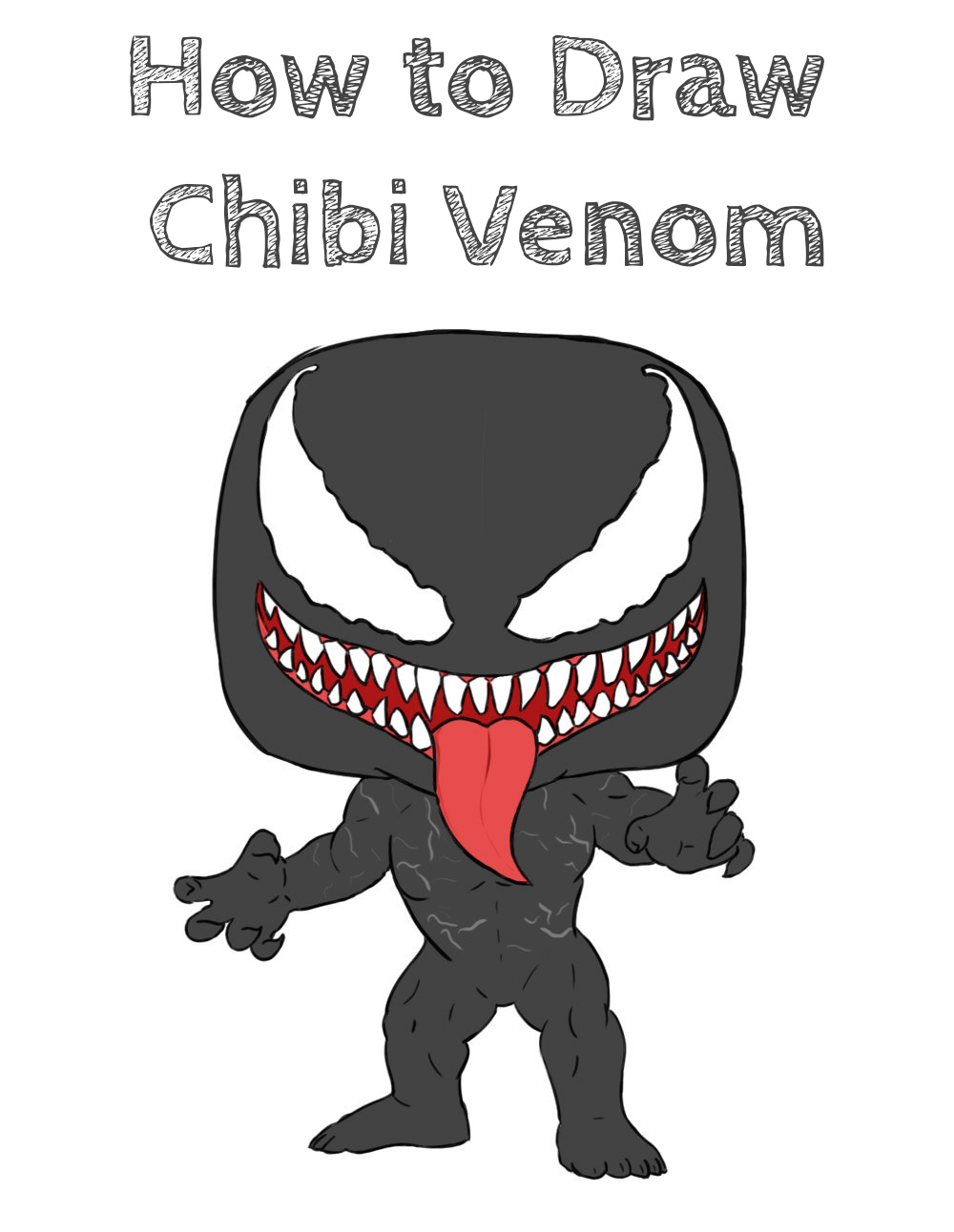 How to Draw Chibi Venom Easy