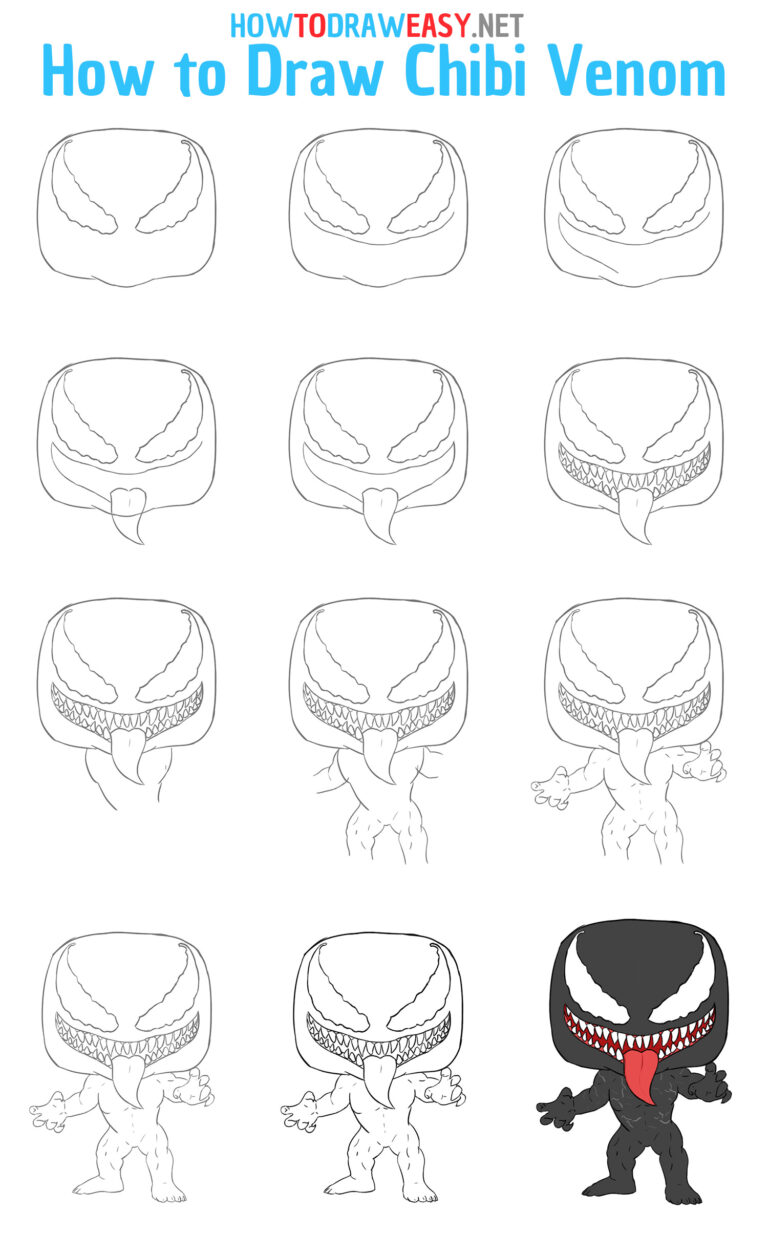 How to Draw Chibi Venom How to Draw Easy
