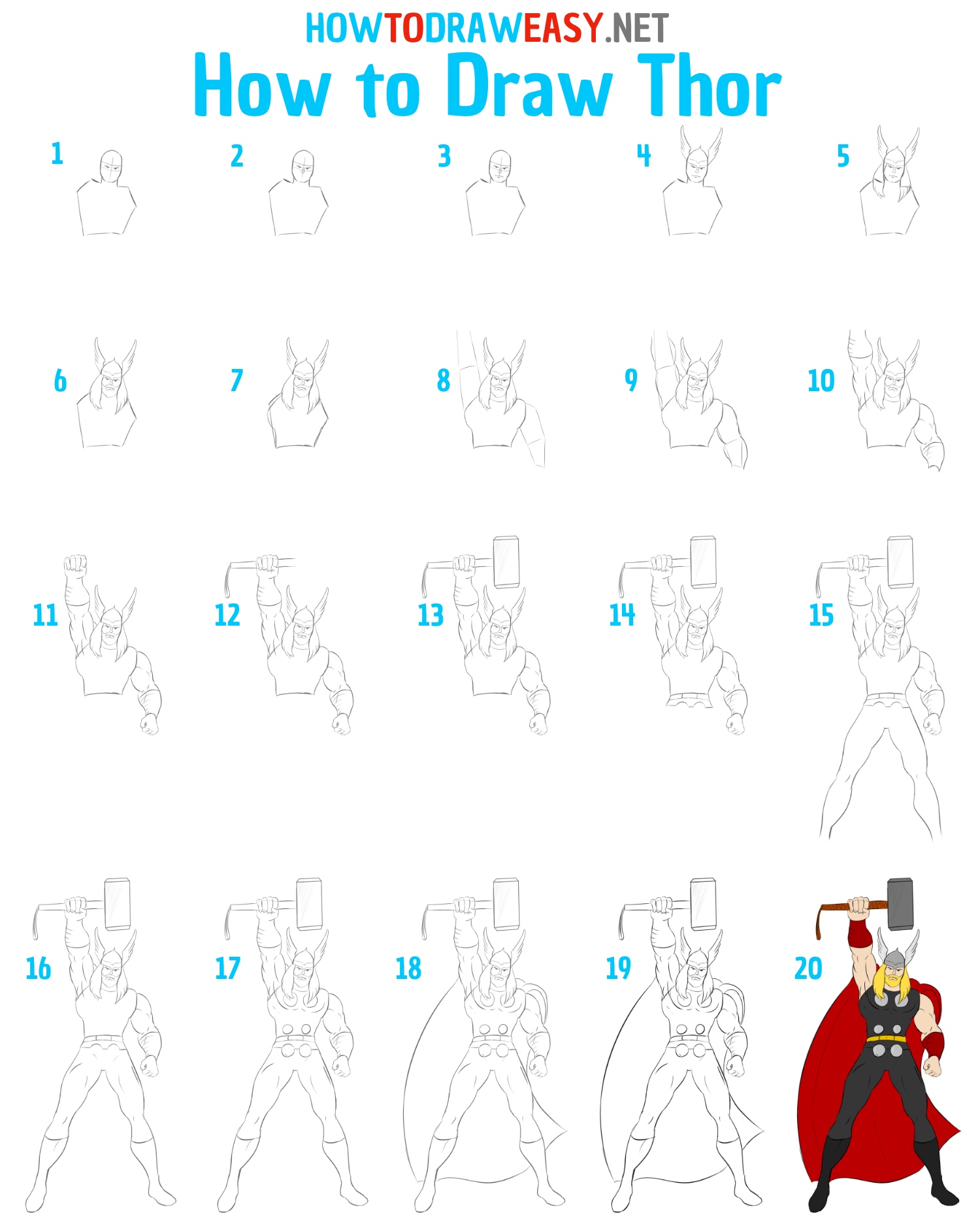 How to Draw Thor Step by Step