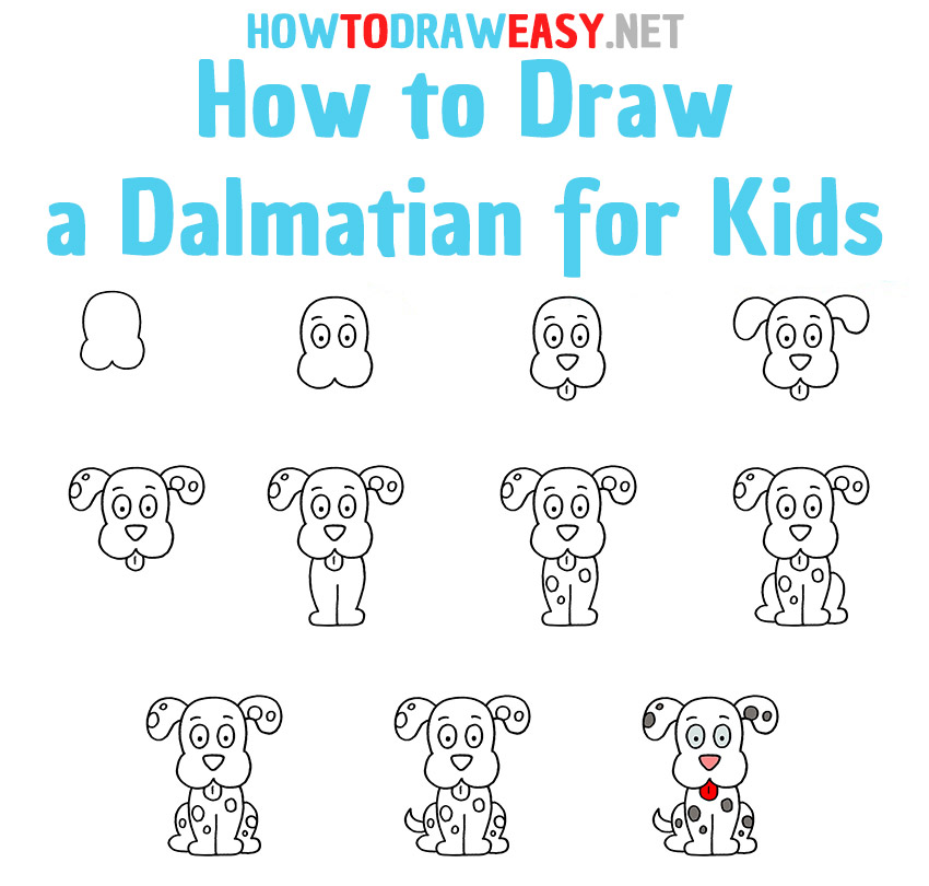 How to Draw a Dalmatian for Kids Step by Step