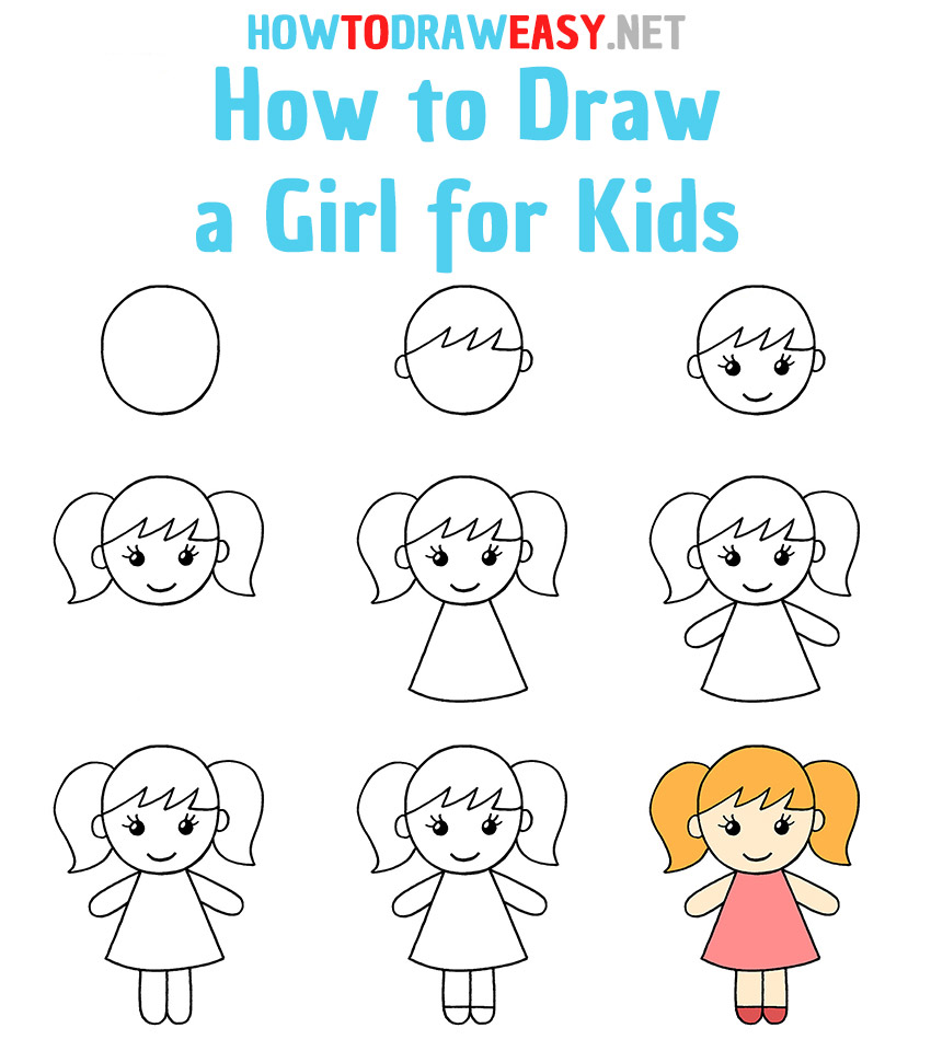 How to Draw a Girl for Kids - How to Draw Easy