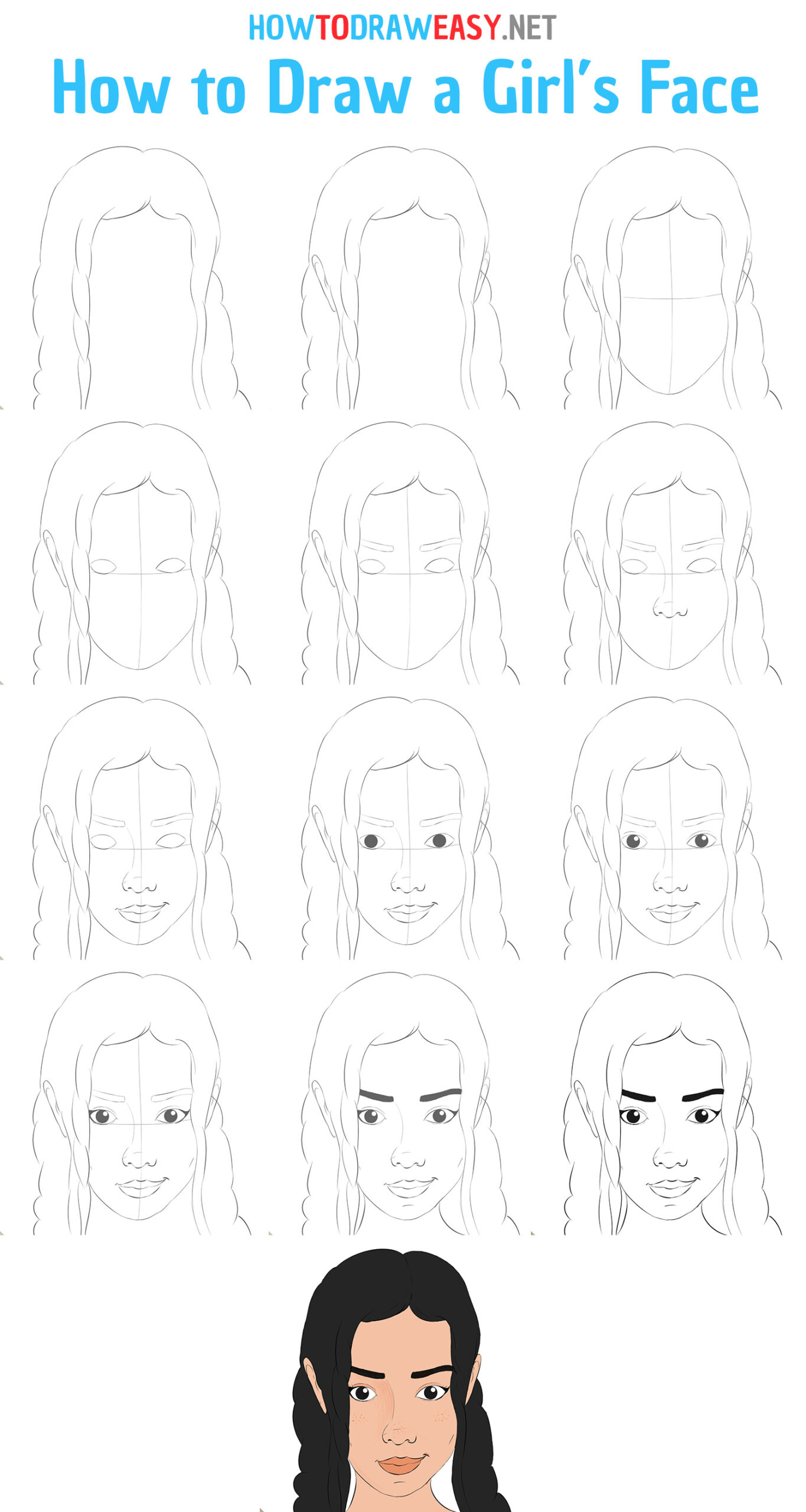 How to Draw a Girl's Face Step by Step