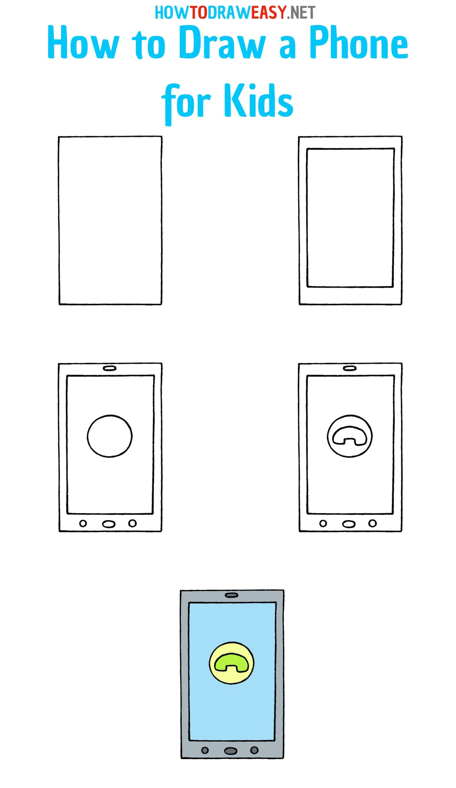 How to Draw a Phone for Kids Step by Step