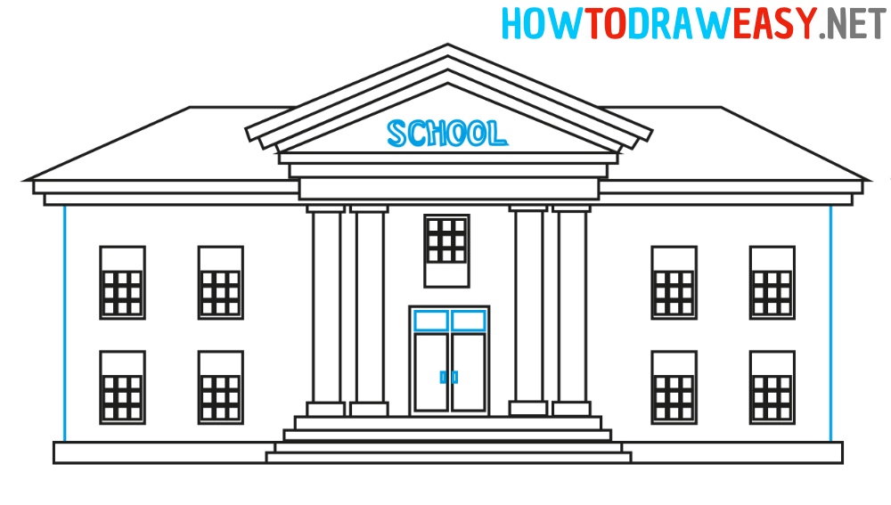 How to Draw a School Simple