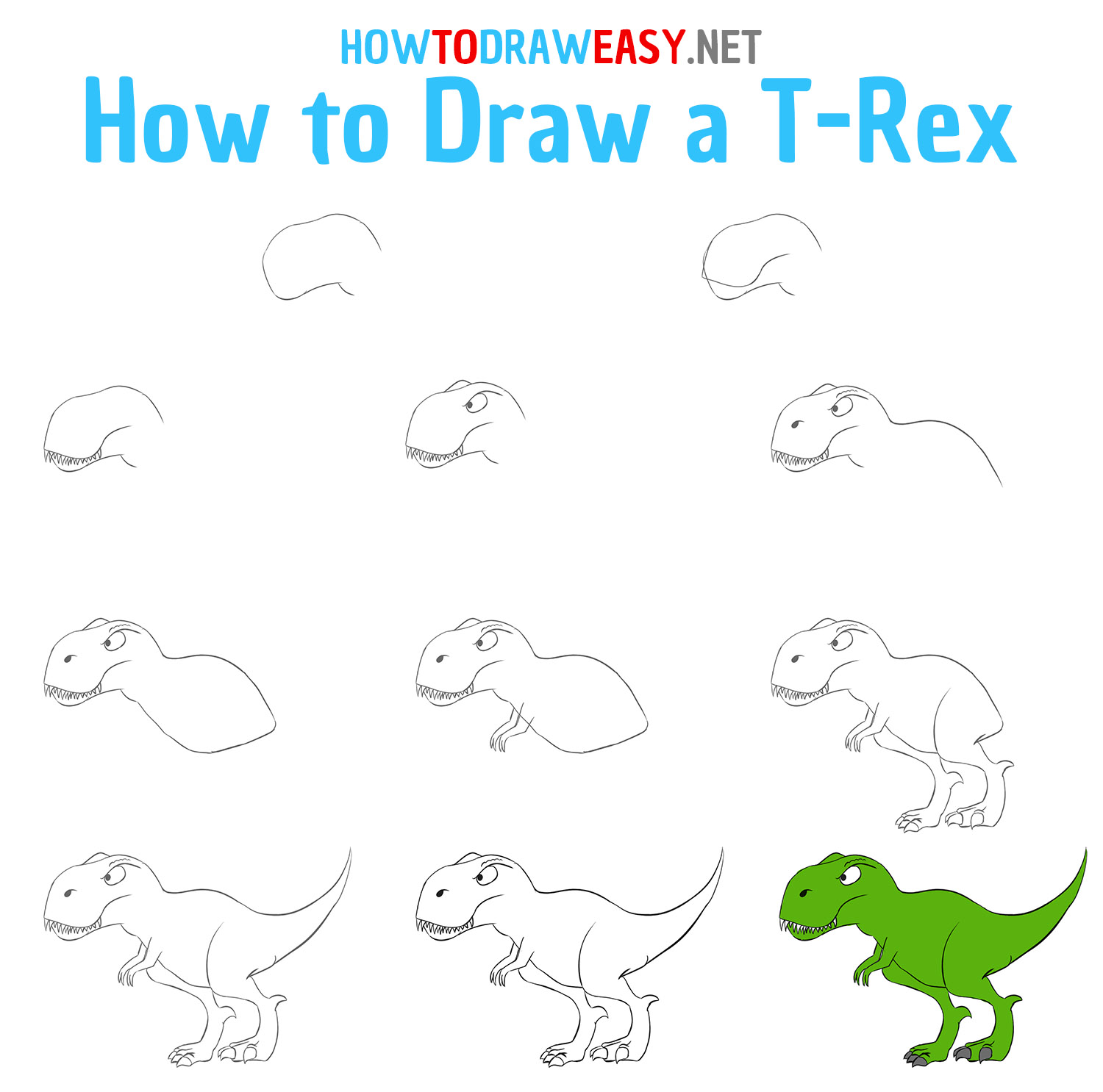 kids dinosaur drawing t rex simple