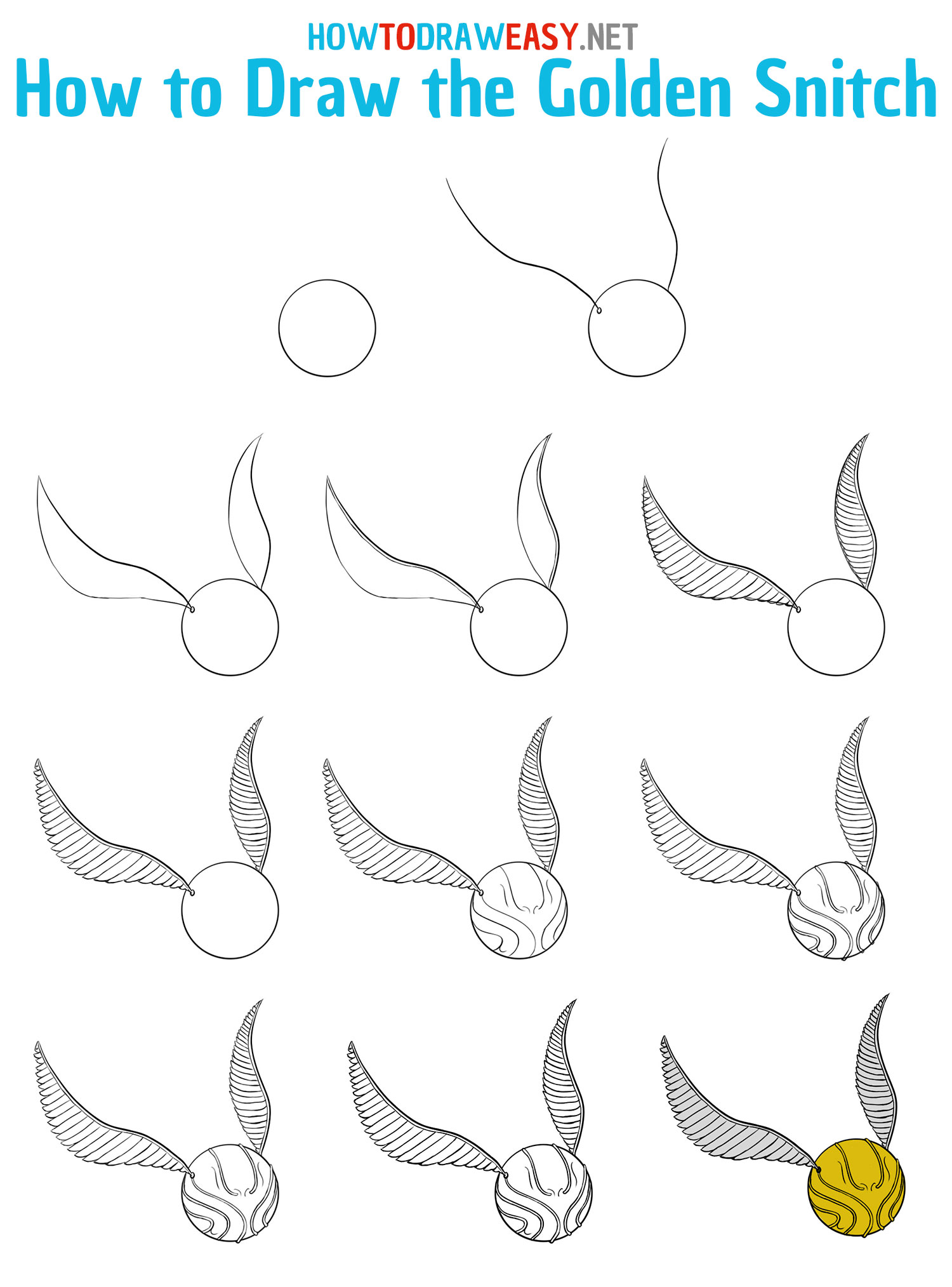 How to Draw the Golden Snitch Step by Step