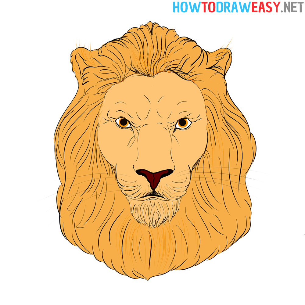 How to draw a lion face