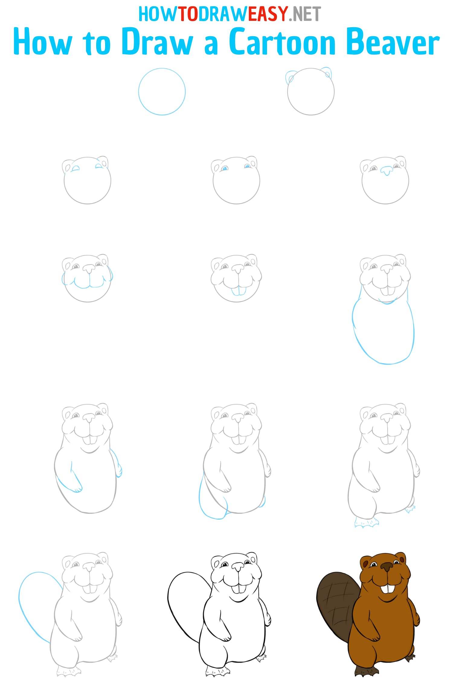How to Draw a Cartoon Beaver Step by Step