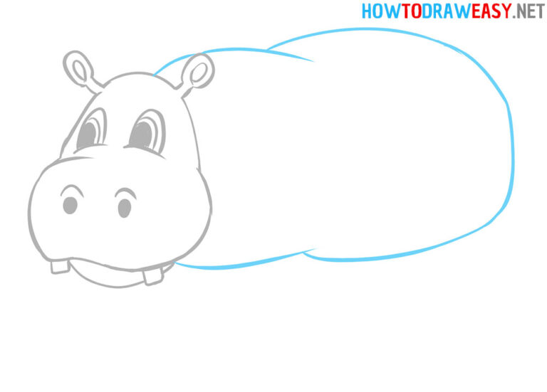 How to Draw a Cartoon Hippopotamus - How to Draw Easy
