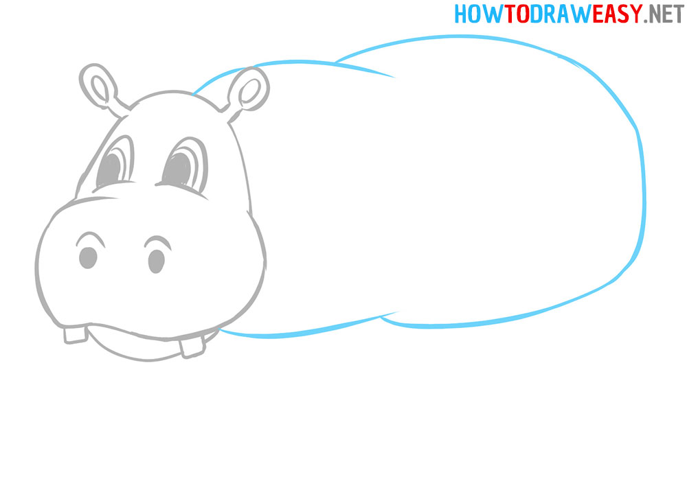 How to Draw a Cartoon Hippopotamus Easy