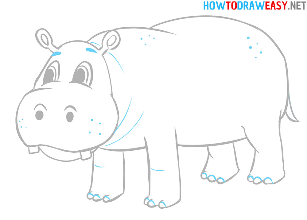 How to Draw a Cartoon Hippopotamus for Kids