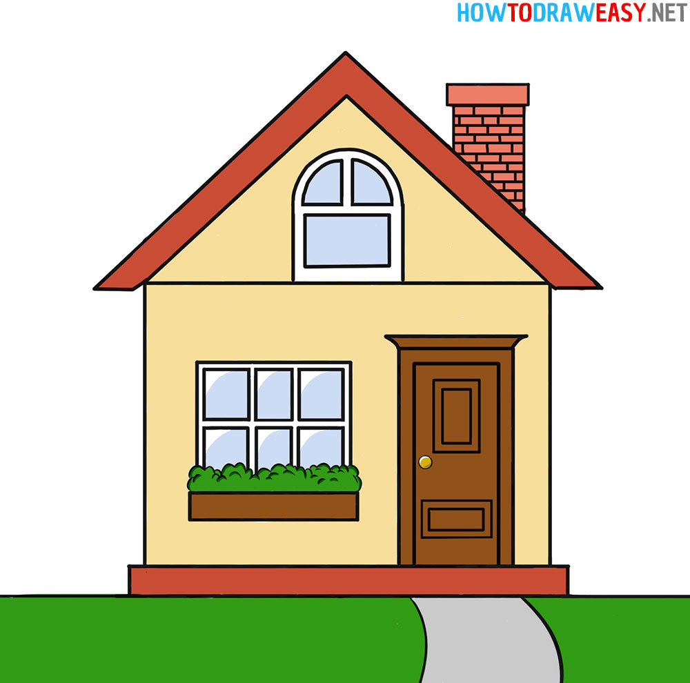 How to Draw an Easy House  Simple house drawing, Cartoon house