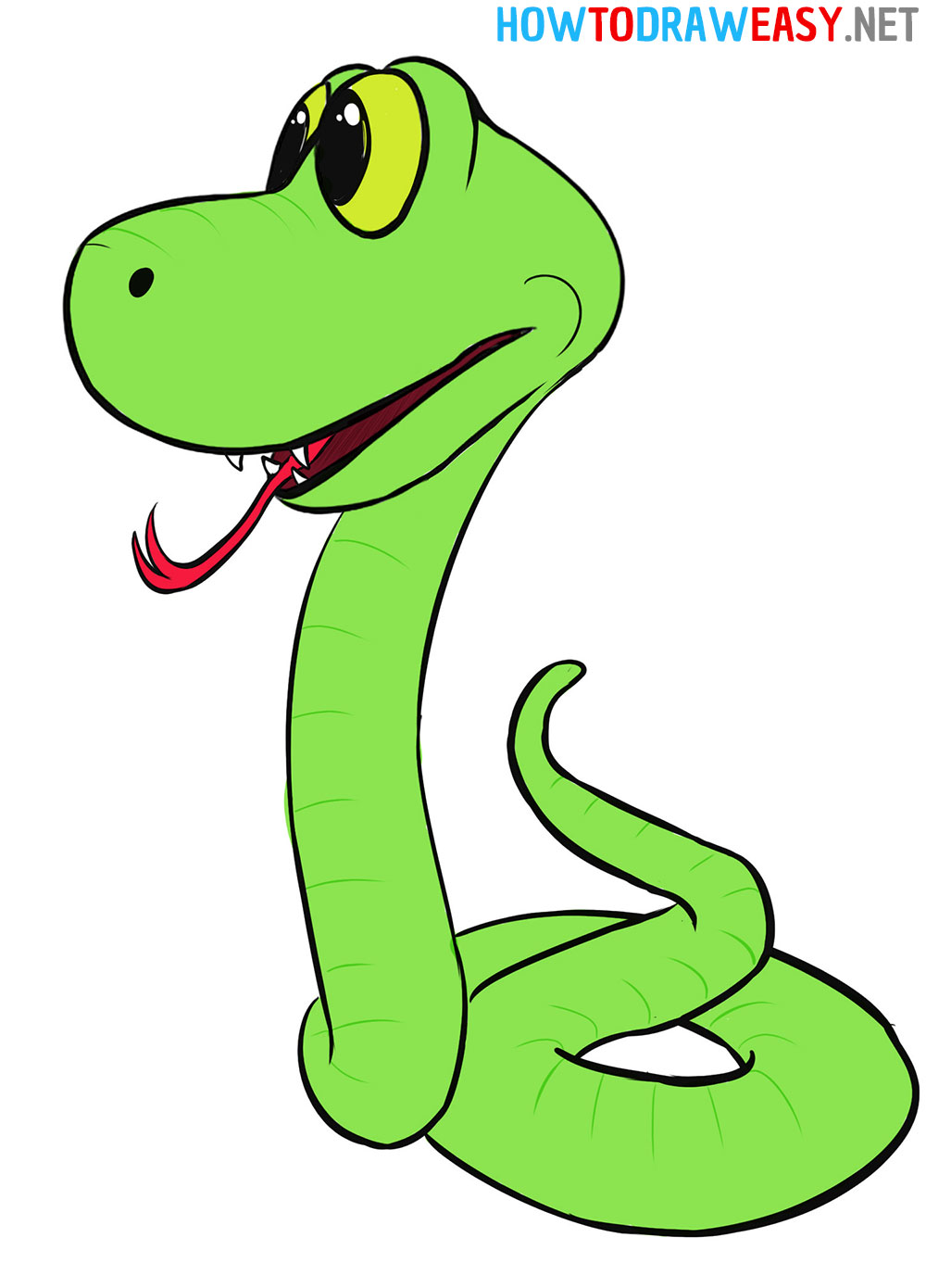 How To Draw A Cartoon Snake How To Draw Easy How To Draw A Cartoon Snake How To Draw Easy