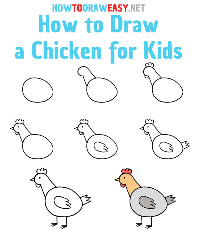 How to Draw a Chicken for Kids - How to Draw Easy