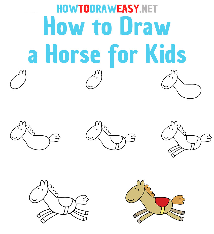How To Draw A Horse For Kids How To Draw Easy