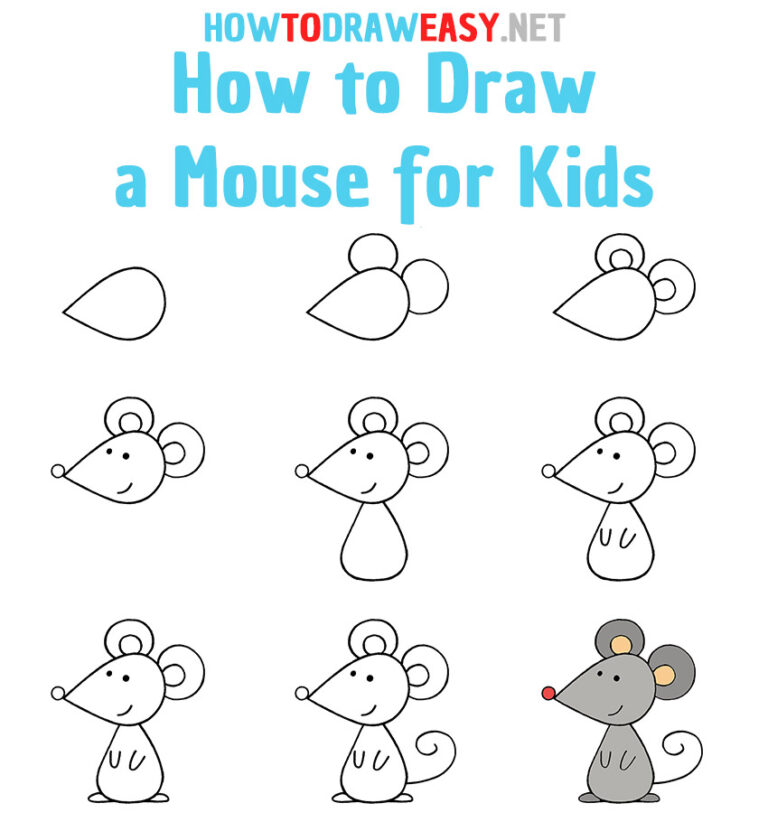 How to Draw a Mouse for Kids - How to Draw Easy