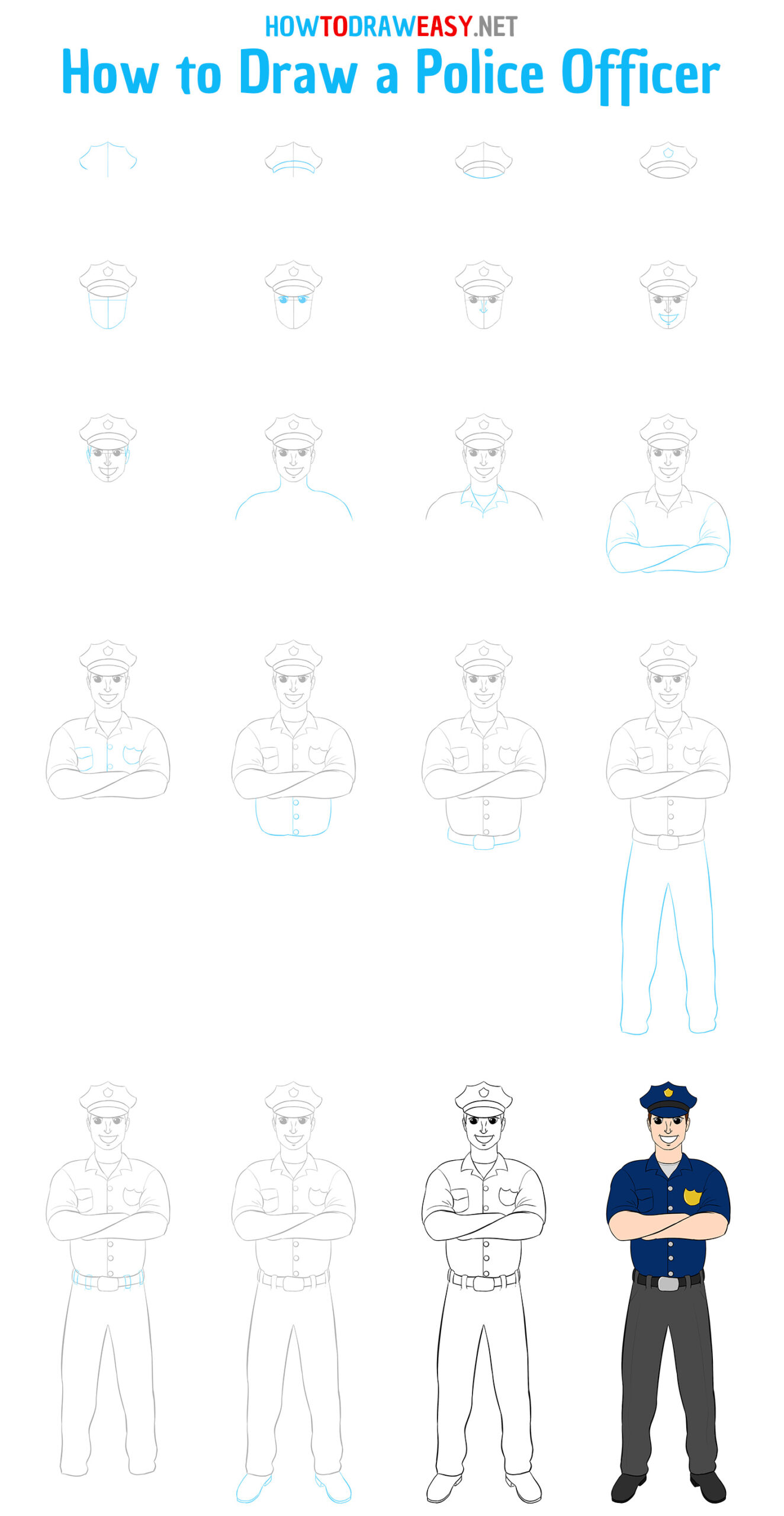 How to Draw a Police Officer Step by Step