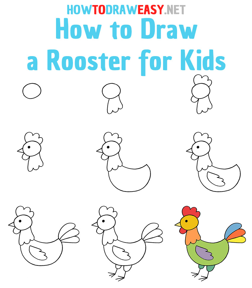 How to Draw a Rooster Step by Step