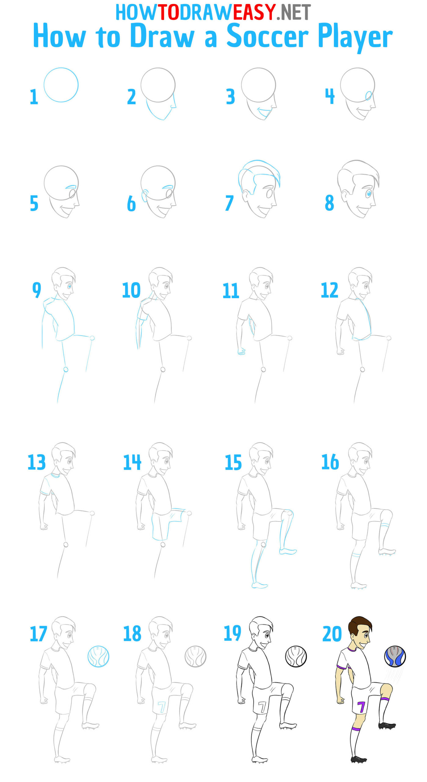 How to Draw a Soccer Player Step by Step