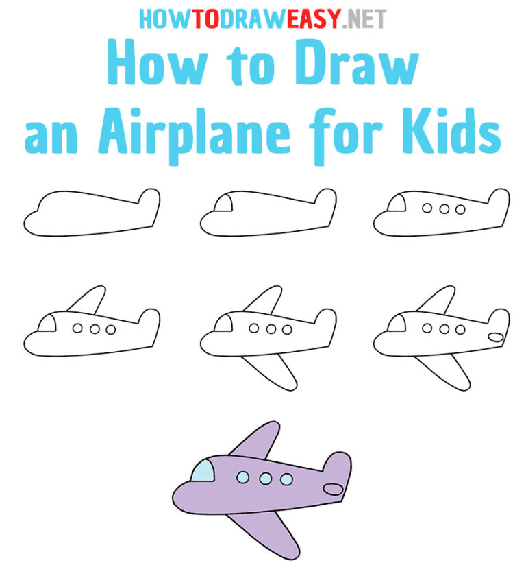 How to draw a simple airplane step by step - retrabbit