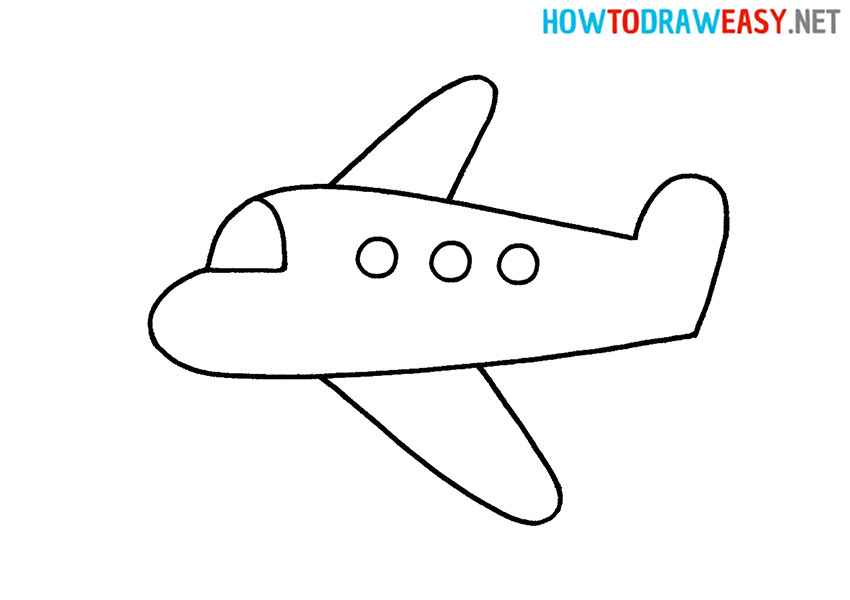 cartoon super simple airplane how to draw