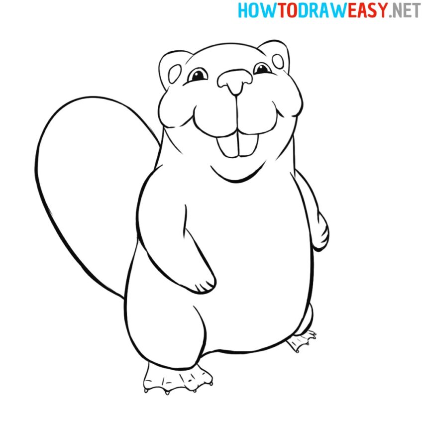 How to Draw a Cartoon Beaver - How to Draw Easy