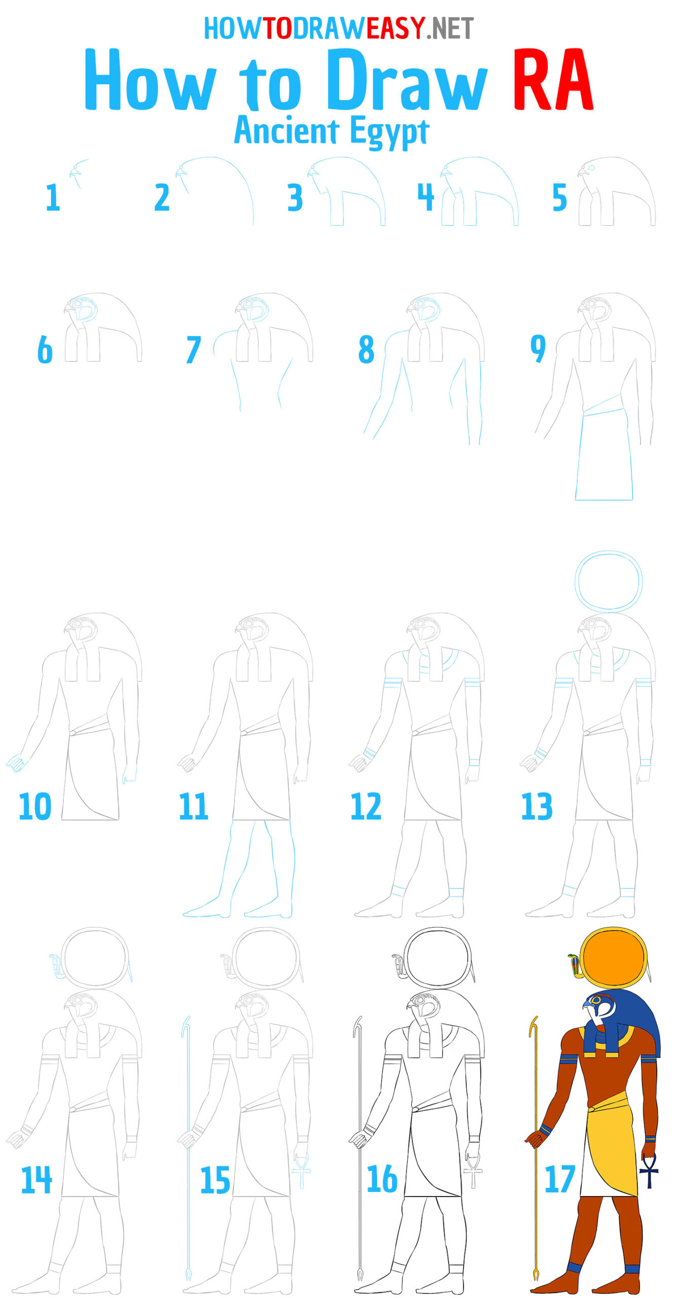 How to Draw an Egyptian Ra Step by Step