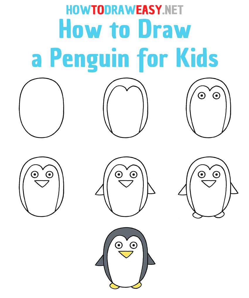 how to draw a penguin step by step