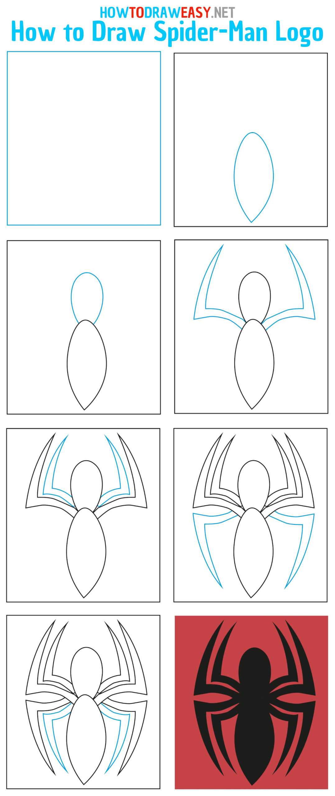How to Draw Spiderman logo Step by Step
