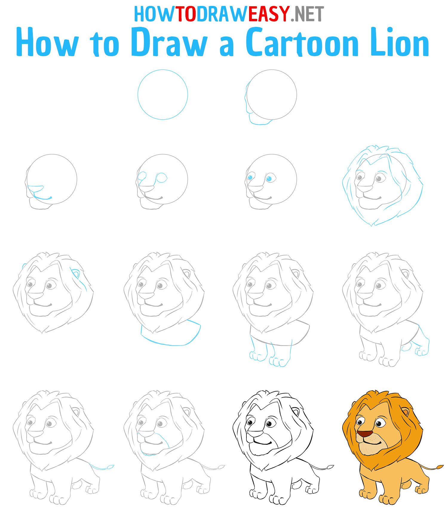 How to Draw a Cartoon Lion Step by Step